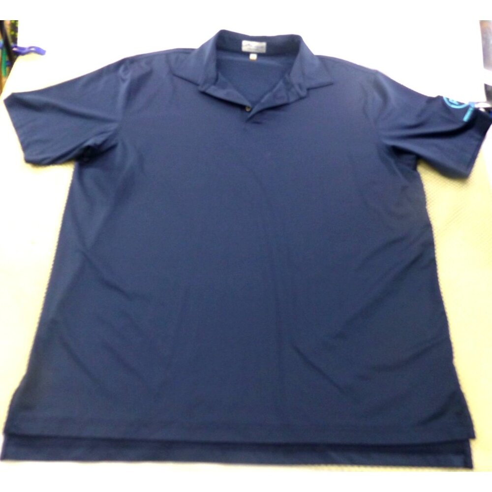 Peter Millar Navy Blue Polo Shirt XL Summer Comfort Private Jet Services Logo